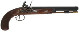 Charles Moore Pistol,
.44 caliber smoothbore, 11" barrel,
flintlock, walnut, iron trim, set trigger,
as-new, in factory box, by Davide Pedersoli
